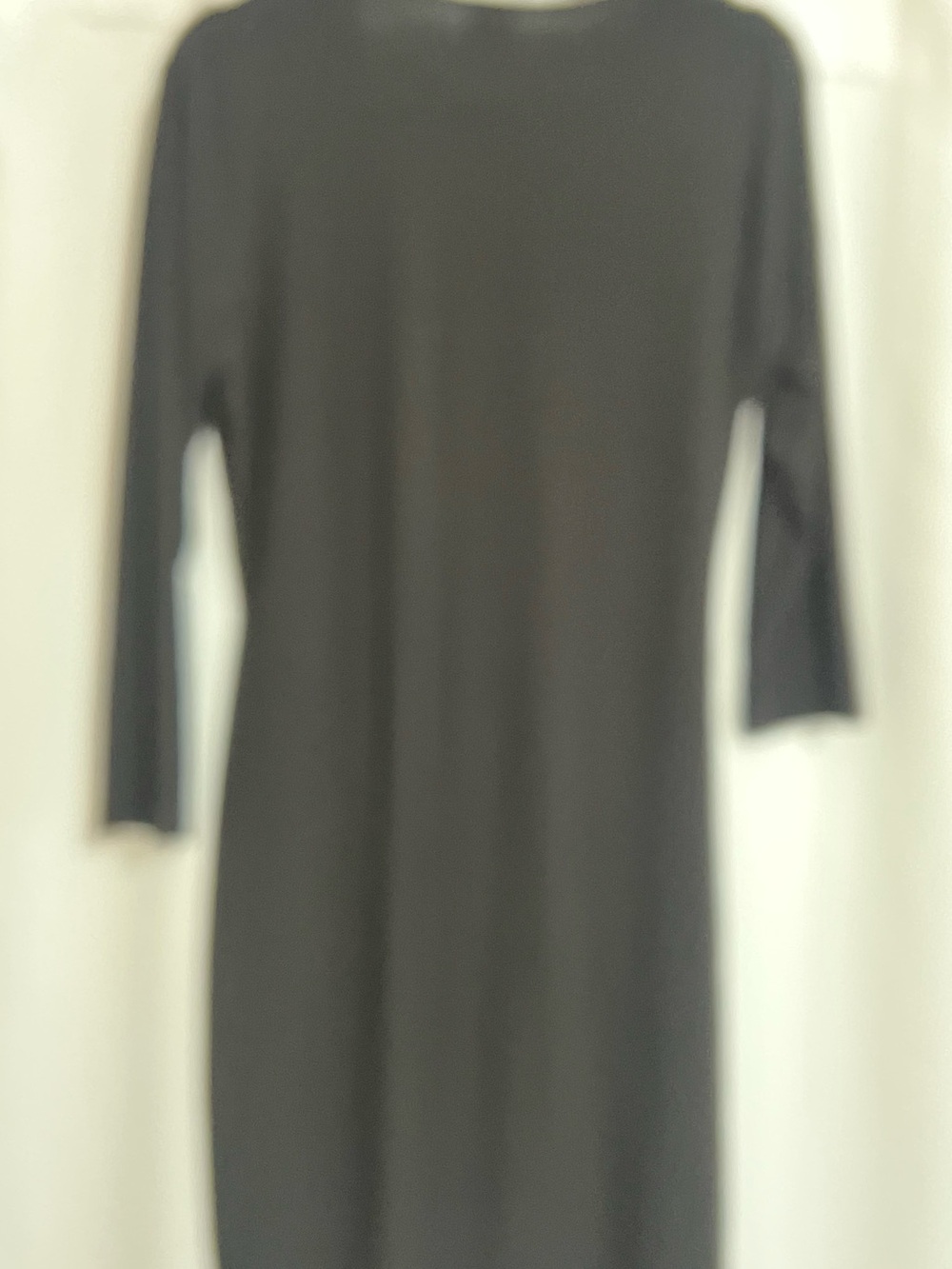 Anne Klein Black Faux Wrap Dress 3/4 Sleeve Stretch Classic Size 12 - Picture 4 of 6